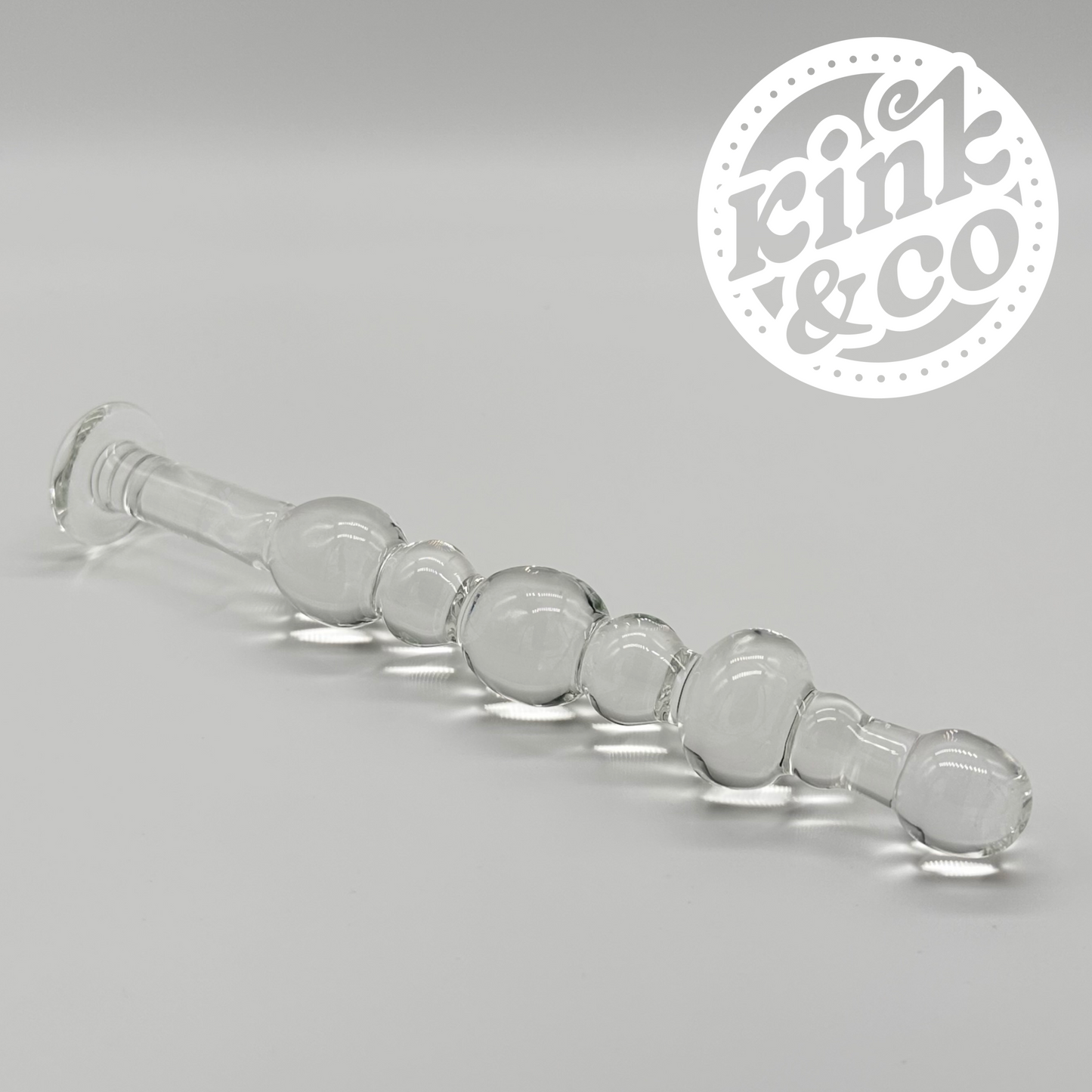 Beaded Glass Dildo with Flat Base