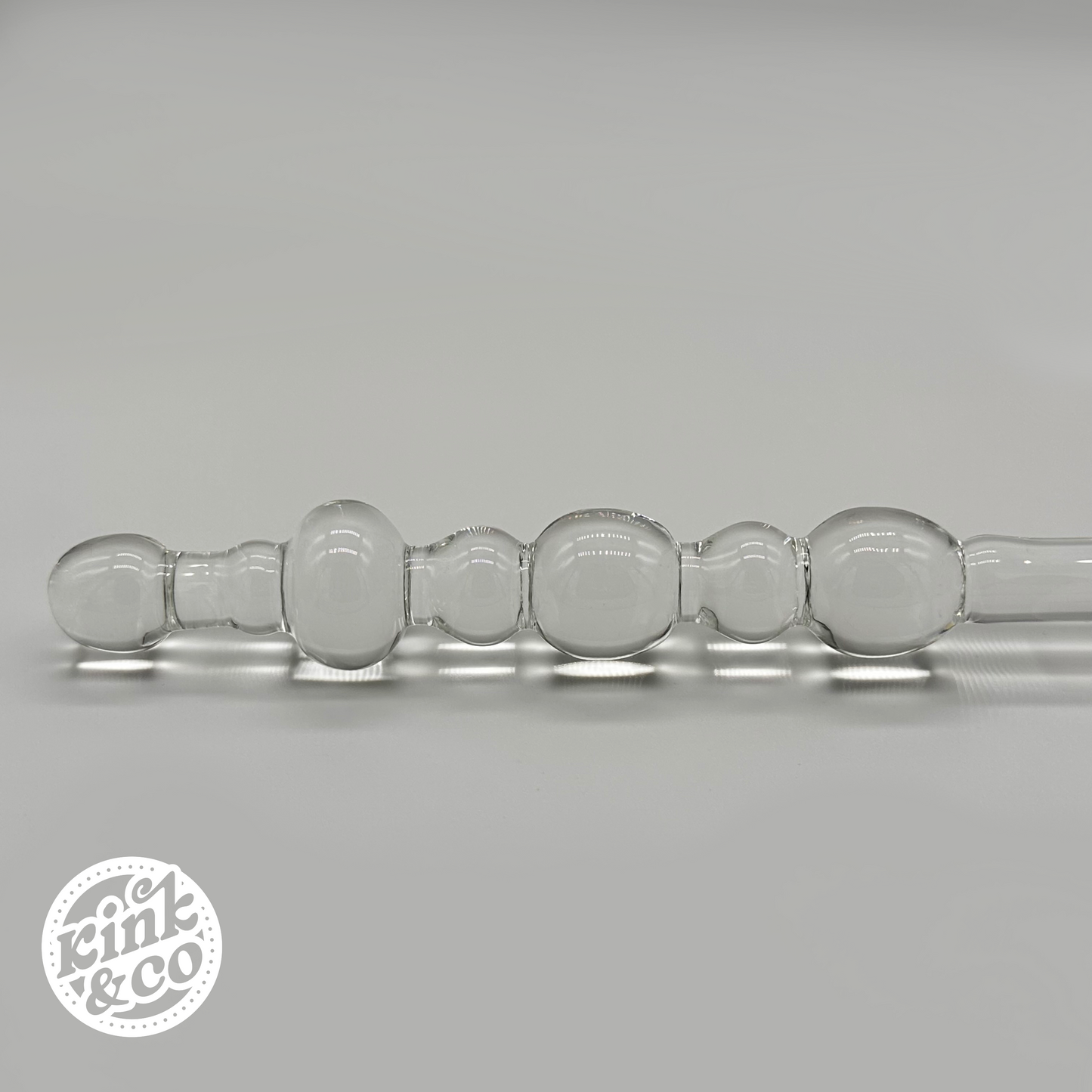 Beaded Glass Dildo with Flat Base