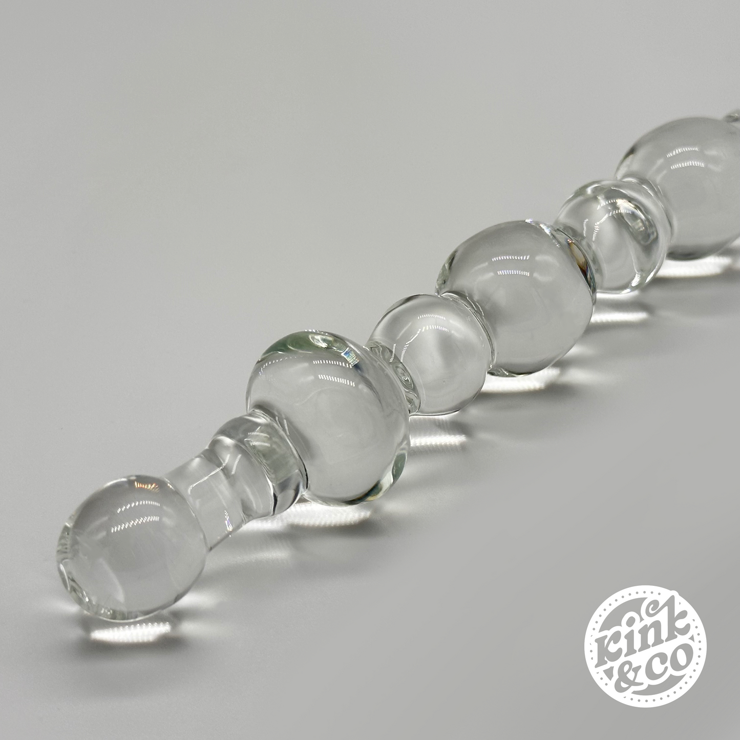 Beaded Glass Dildo with Flat Base