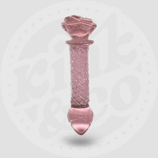 Pink Rose Spiral Glass Dildo with Ridges