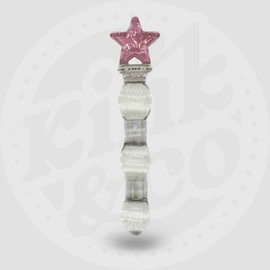 Beaded Glass Dildo with Pink Star Top