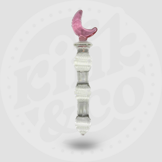 Beaded Glass Dildo With Pink Moon Top