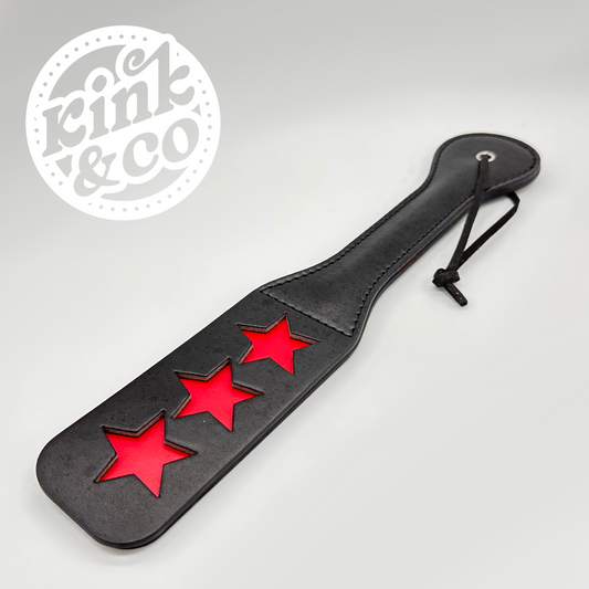 Split Faux Leather Spanking Paddle with Stars