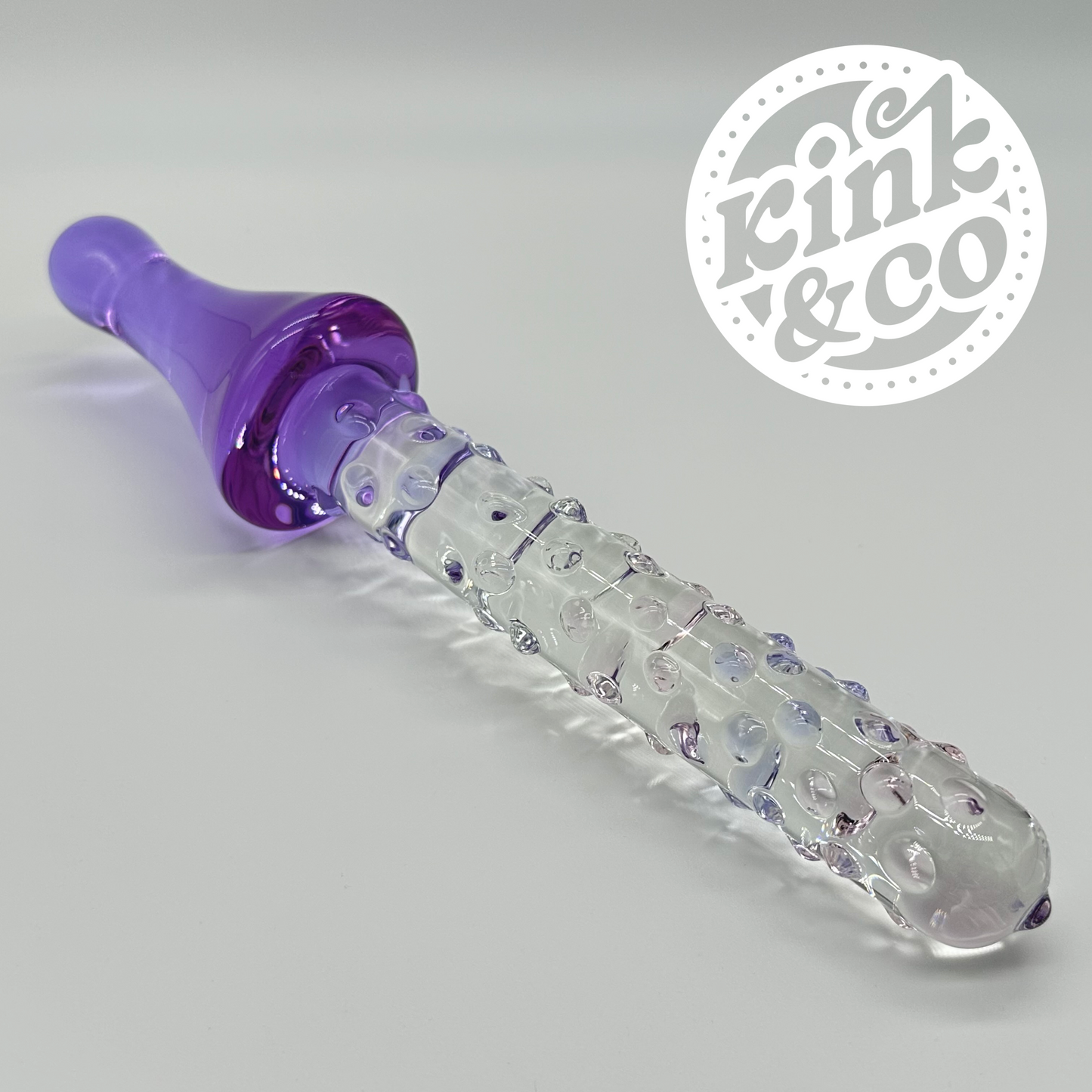 Großer Fantasy Wand-Dildo aus Glas mit lila Griff