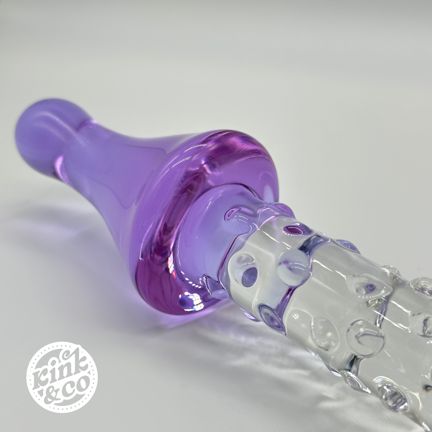 Großer Fantasy Wand-Dildo aus Glas mit lila Griff