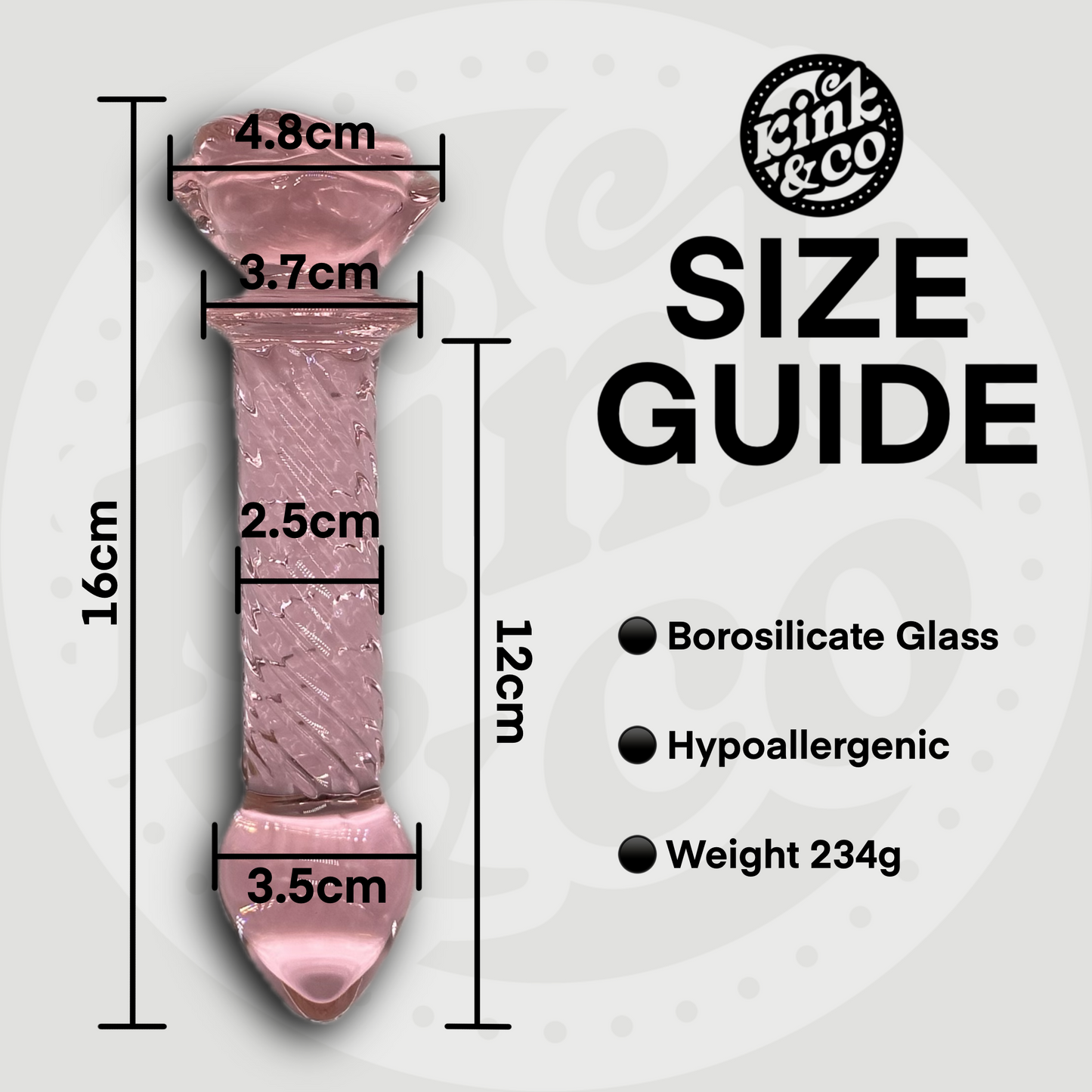 Pink Rose Spiral Glass Dildo with Ridges