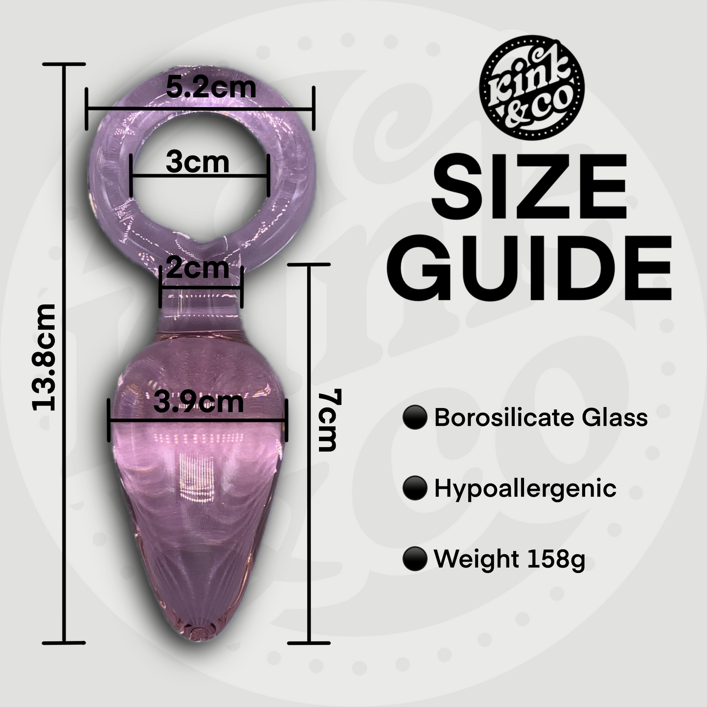 Large Pink Teardrop Glass Butt Plug With Ring Handle