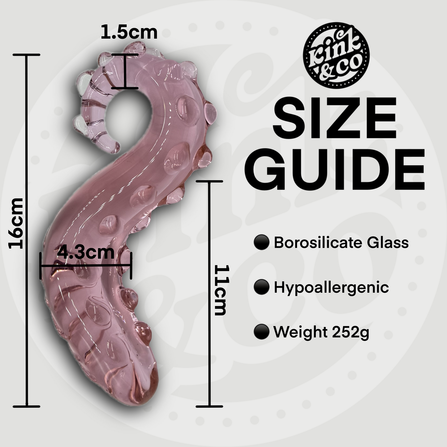 Textured Pink Tentacle Glass Dildo