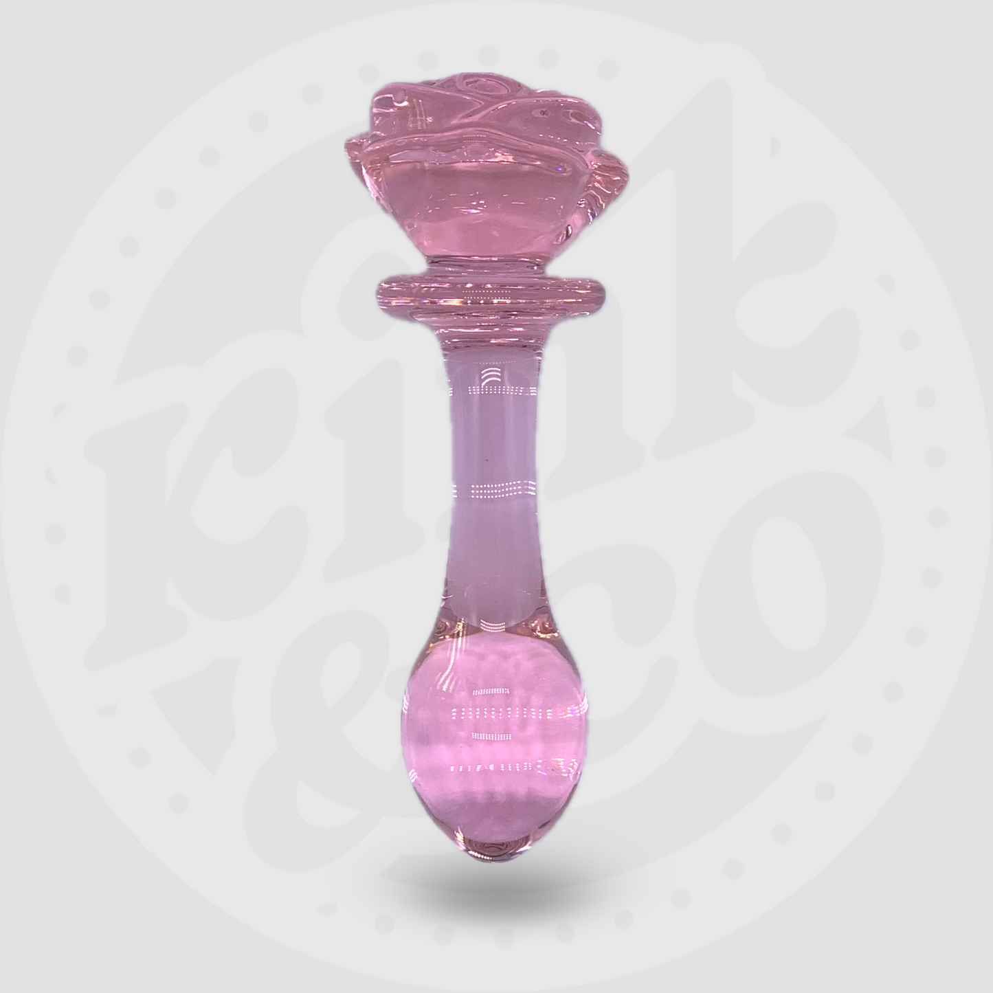 Pink Glass Butt Plug With Rose Top