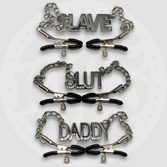 Pinzas para pezones y cadena ajustables Naughty Names - Por Kink&amp;Co