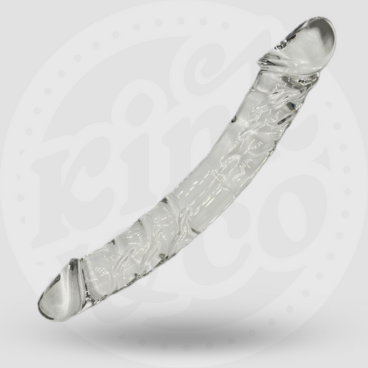 Goliath Glass Double-Ended Dildo with Textured Body