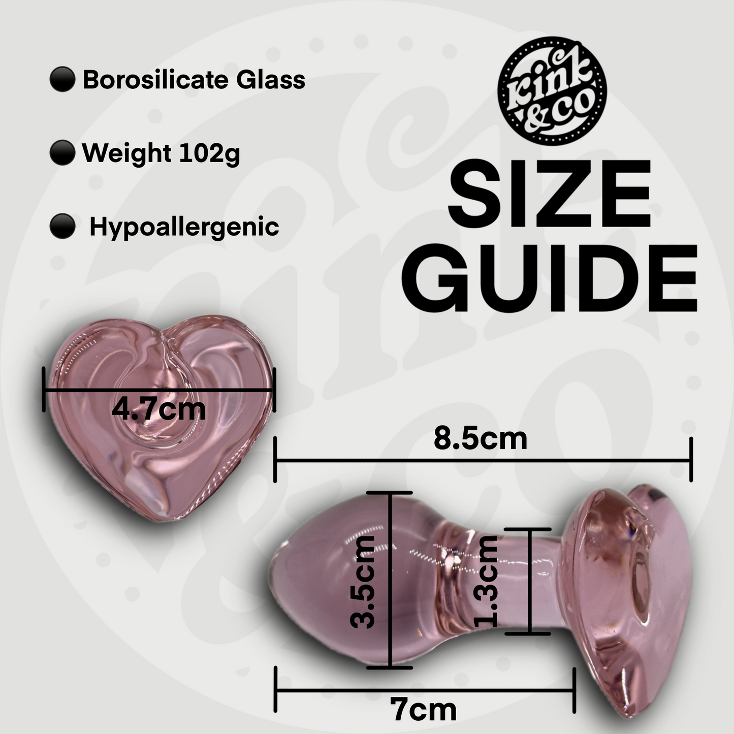 Small Love Heart Glass Butt Plug