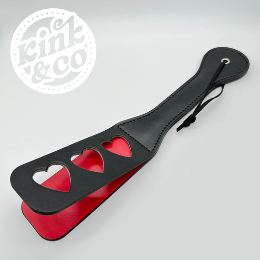 Split Faux Leather Spanking Paddle with Hearts