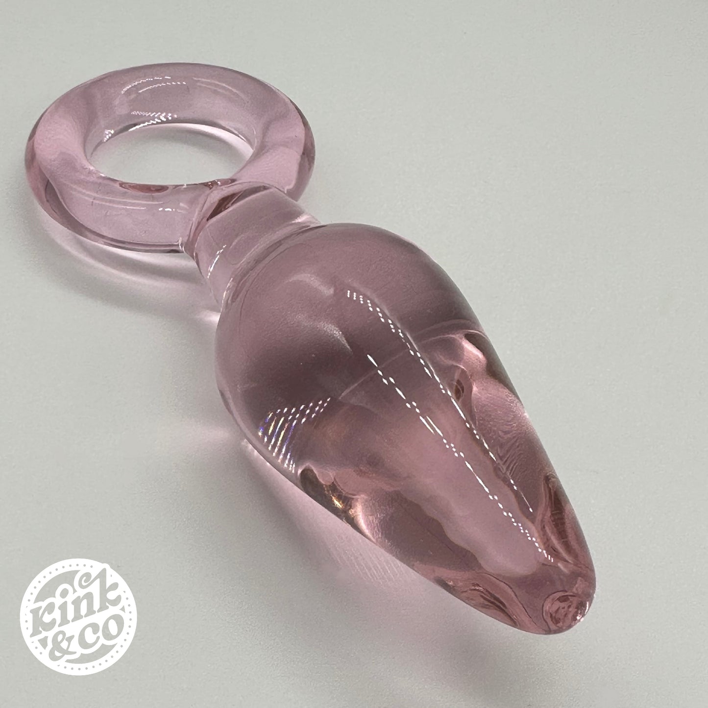 Butt Plug Pink Teardrop Bulb with Ring Handle - By Kink&Co