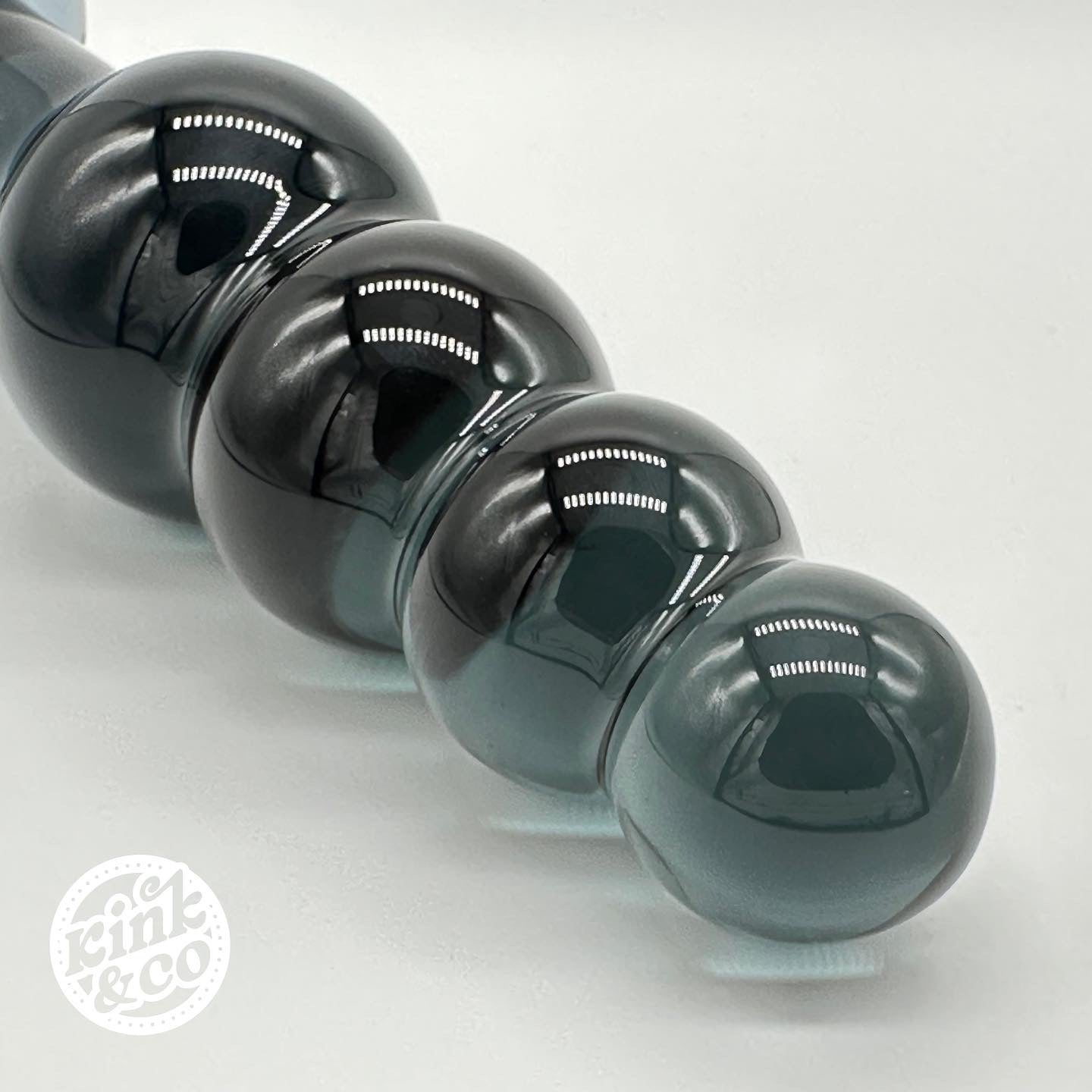 Beaded sensual black glass dildo / butt plug by Kink&Co